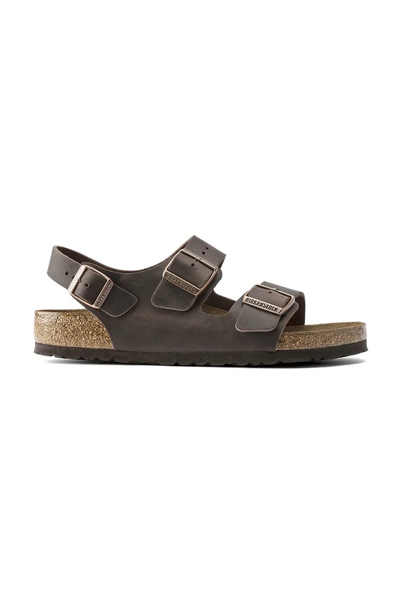 Δερμάτινα σανδάλια Birkenstock Milano φλατ καφέ 34873