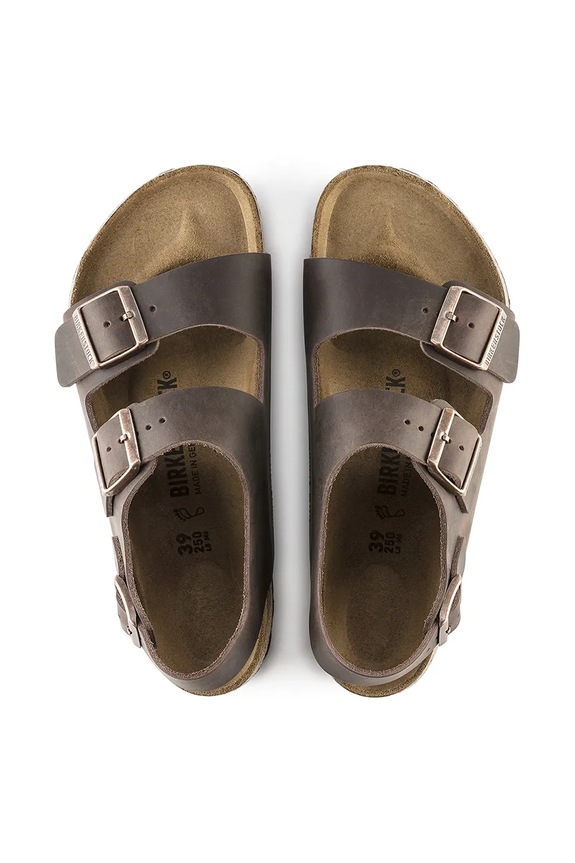 Δερμάτινα σανδάλια Birkenstock Milano 34873 καφέ