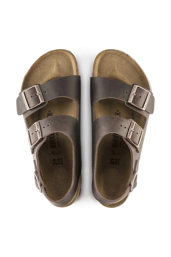 Δερμάτινα σανδάλια Birkenstock Milano 34873 καφέ