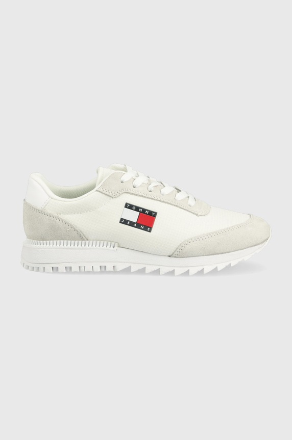 Tenisice Tommy Jeans brušena koža bijela EN0EN01737.YBR.RETRO.E