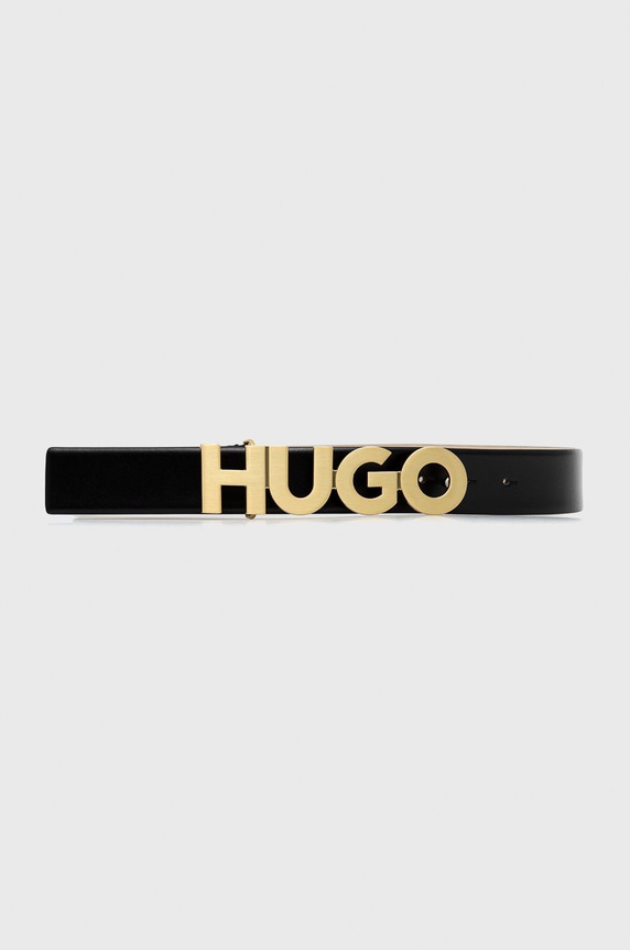 Kožený opasok HUGO čierna 50470629
