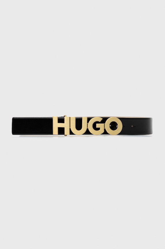 Kožený opasok HUGO čierna 50470629