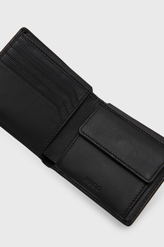 Akcesoria HUGO portfel skórzany Subway_4 cc coin 50470760 czarny