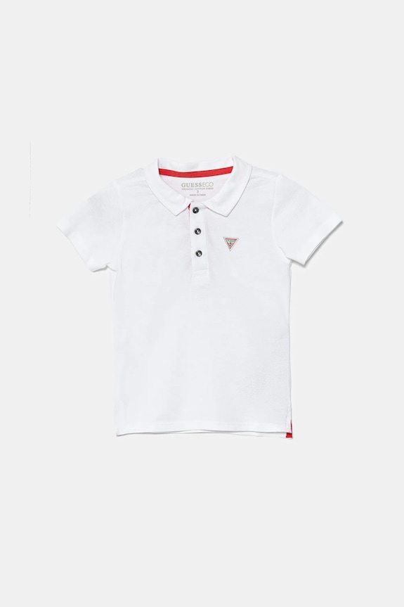 Παιδικά βαμβακερά μπλουζάκια πόλο Guess βαμβάκι λευκό N2GP03.KAPY0