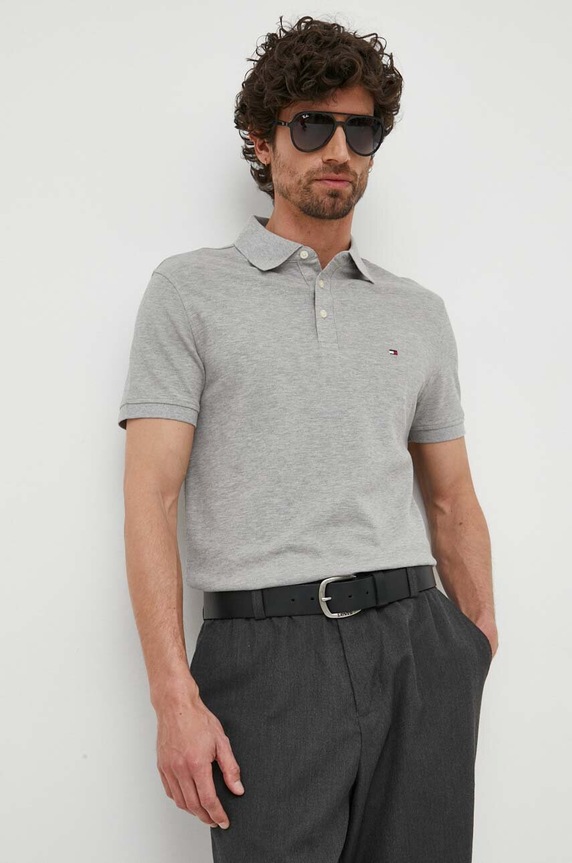 Polo majica Tommy Hilfiger siva MW0MW17771.PPYY