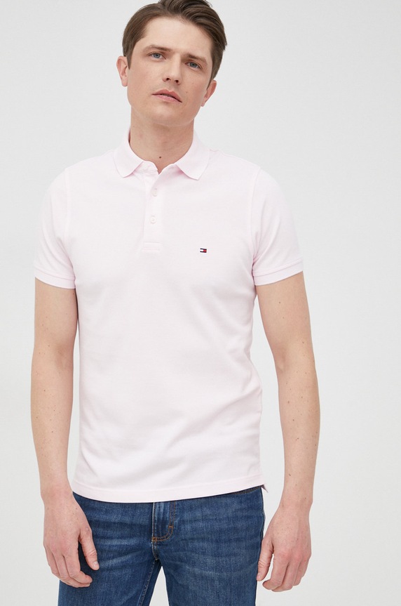 Tommy Hilfiger polo bawełniane różowy MW0MW17771.PPYY