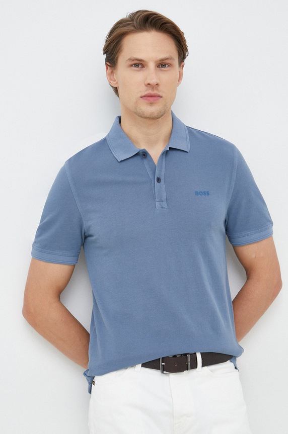 BOSS polo bawełniane BOSS ORANGE bawełna niebieski 50468576