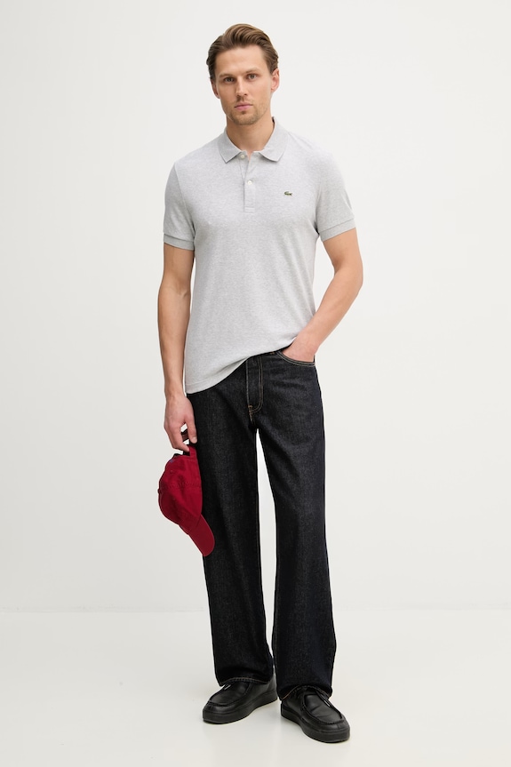 Lacoste polo bawełniane męskie DH2050. szary SS26