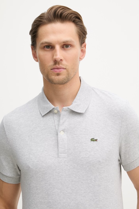 Lacoste polo bawełniane męskie szary DH2050.