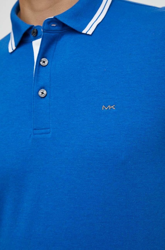 Βαμβακερό μπλουζάκι πόλο Michael Kors CS2512720B μπλε