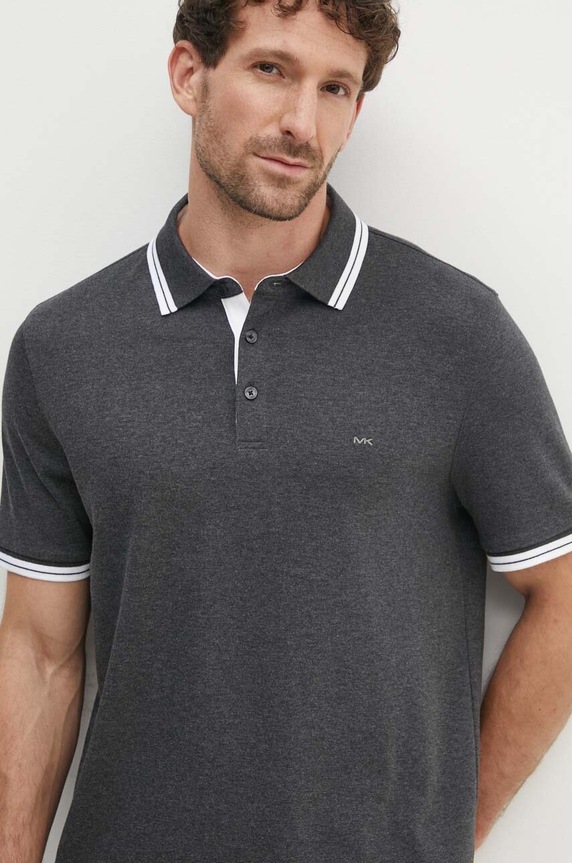 Bavlněné polo tričko Michael Kors hladký šedá CS2512720B