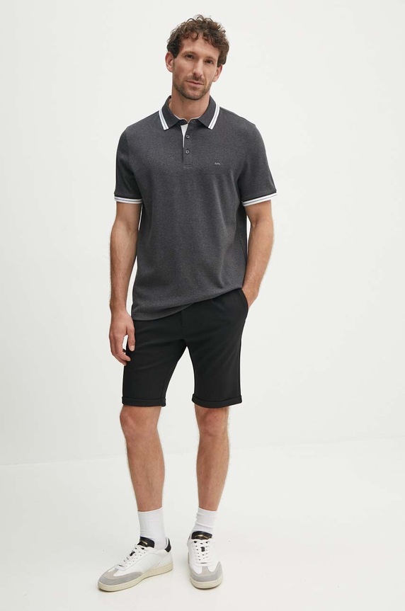 Bavlněné polo tričko Michael Kors CS2512720B šedá SS25