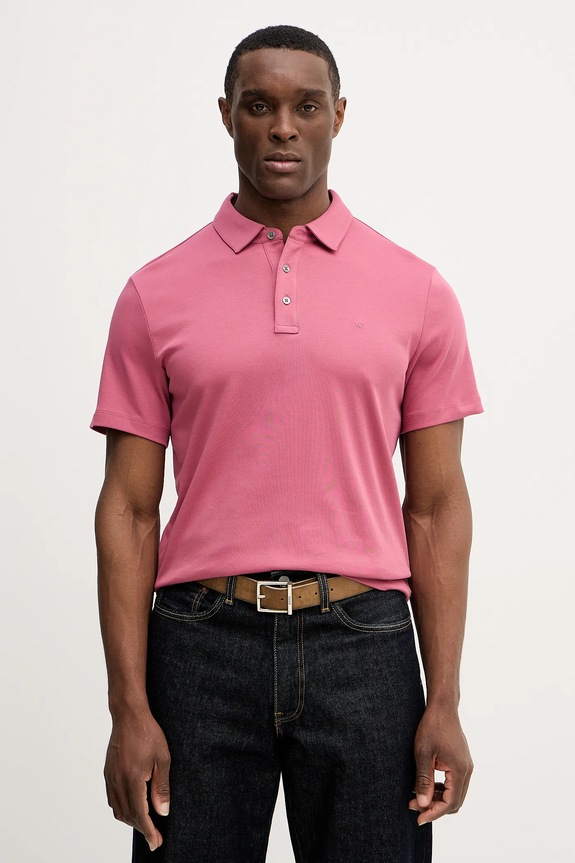 Michael Kors polo muški od pamuka bez uzorka roza CS15073C93