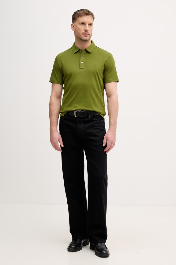 Michael Kors polo męskie bawełniane CS15073C93 zielony SS26