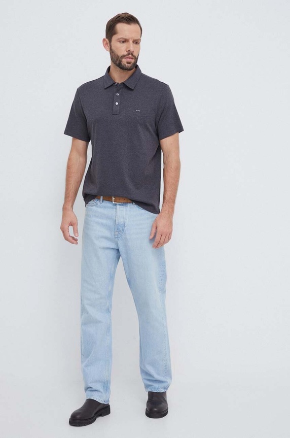 Michael Kors polo tričko pánske bavlnené CS15073C93 sivá SS26
