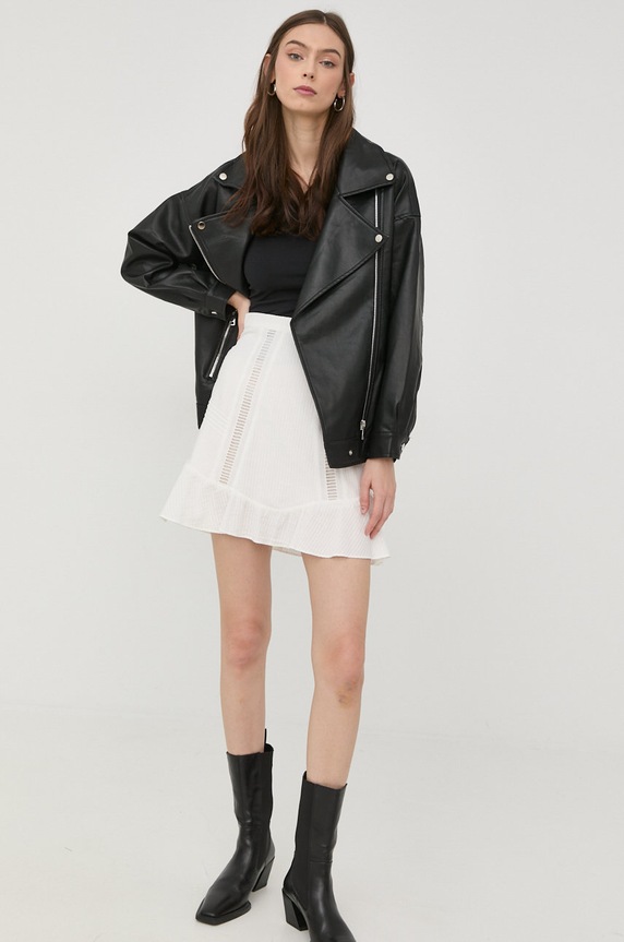 Βαμβακερή φούστα The Kooples casual λευκό FJUP24078K