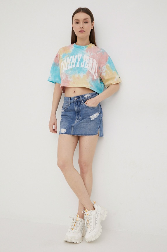 Superdry fustă din denim W7210192A.O1O albastru SS22