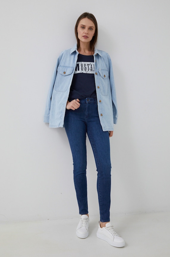 Wrangler jeansy SKINNY GOOD LIFE W28KXR44P granatowy SS22