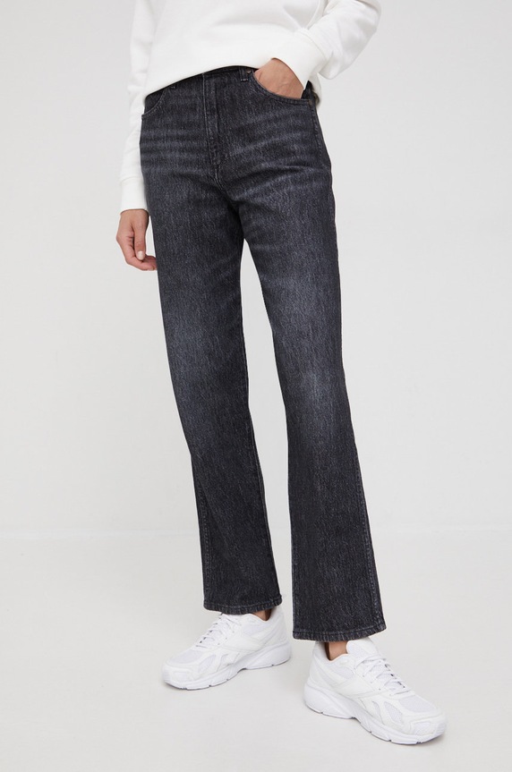 Wrangler jeansy MOM STRAIGHT GRANITE Planet friendly szary W27M41341