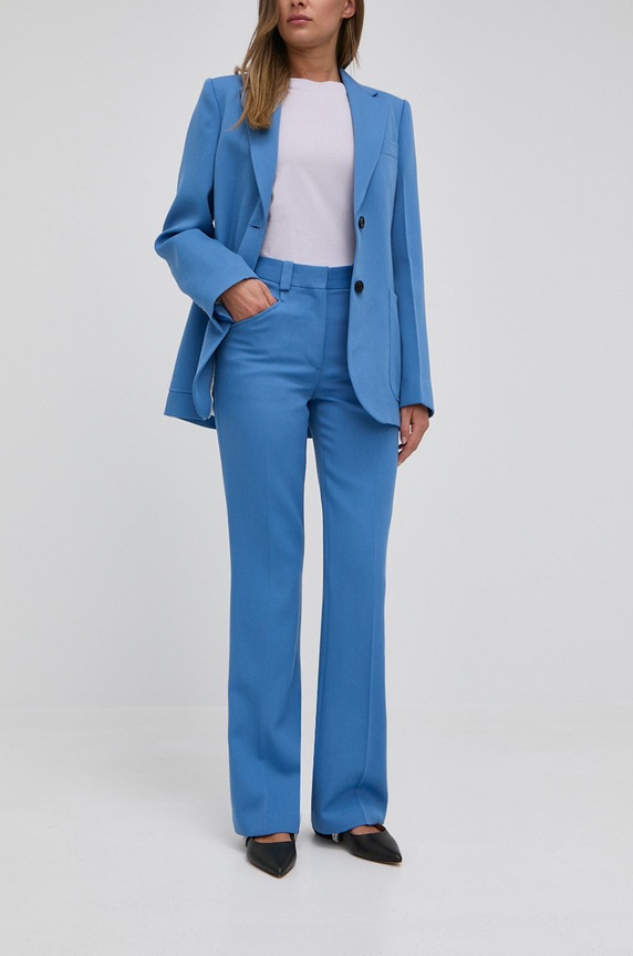 Victoria Beckham gyapjú nadrág szövet kék 1122WTR003168A