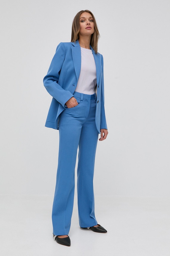 Victoria Beckham gyapjú nadrág 1122WTR003168A kék SS22