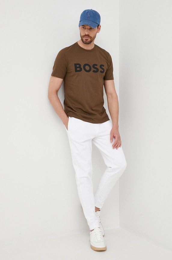 Bavlněné tepláky BOSS Casual 50468448 bílá AA00