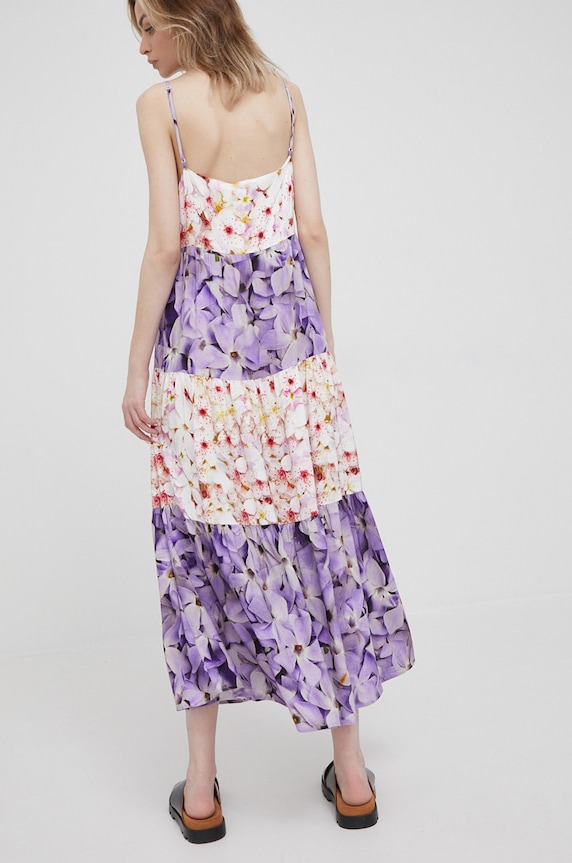 Odzież Desigual sukienka z domieszką lnu 22SWVW26 22SWVW26 multicolor