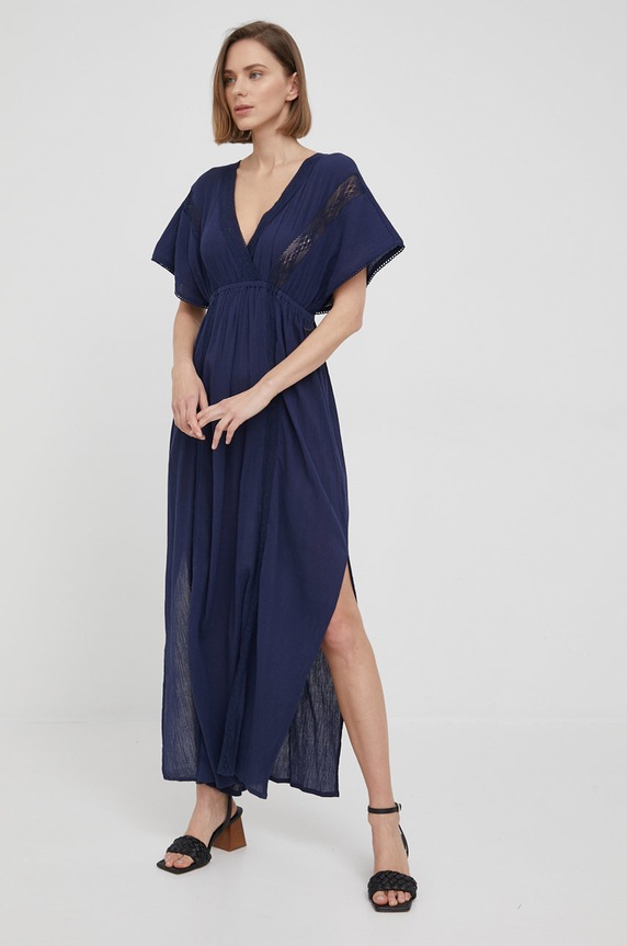 Bavlněné šaty Pepe Jeans Kaia maxi námořnická modř PL953049.583