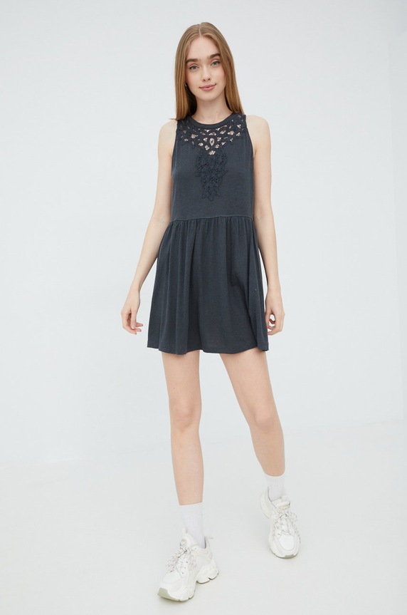 Haljina s dodatkom lana Superdry W8011061A.AFB siva SS22