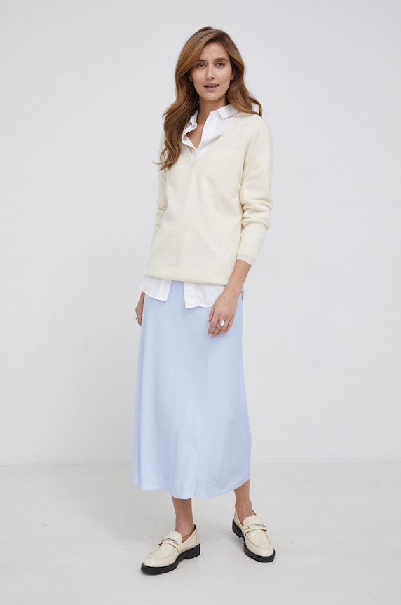 Kašmírový sveter Calvin Klein K20K203698.PPYY béžová SS22