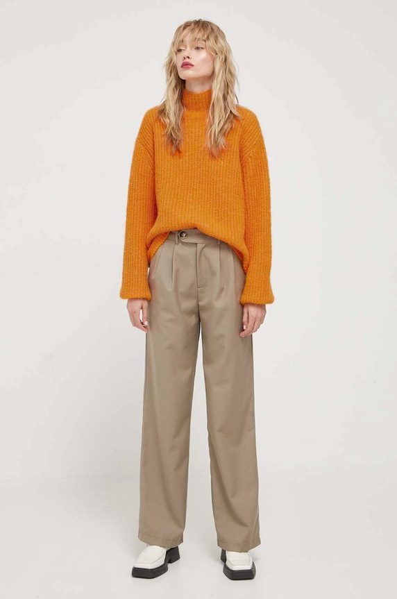 Bruuns Bazaar sweter wełniany BBW2465 pomarańczowy AW24