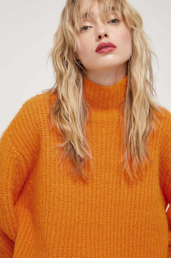 Bruuns Bazaar sweter wełniany pomarańczowy BBW2465