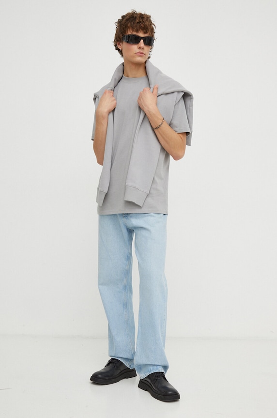Samsoe Samsoe bluza bawełniana Norsbro M00018103 szary SS25