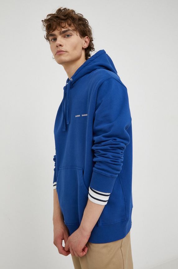 Samsoe Samsoe bluza bawełniana nadruk niebieski M00018104