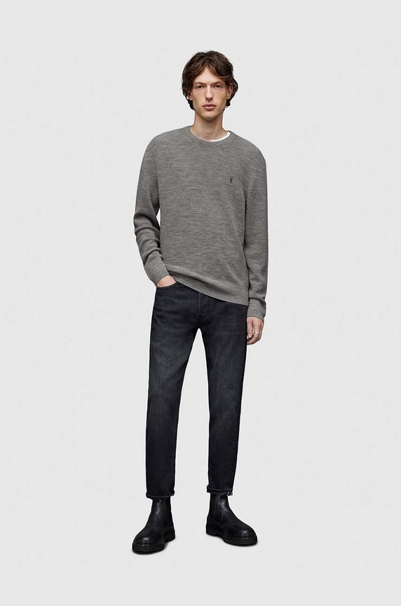 Vuneni pulover AllSaints bez uzorka siva MK034P