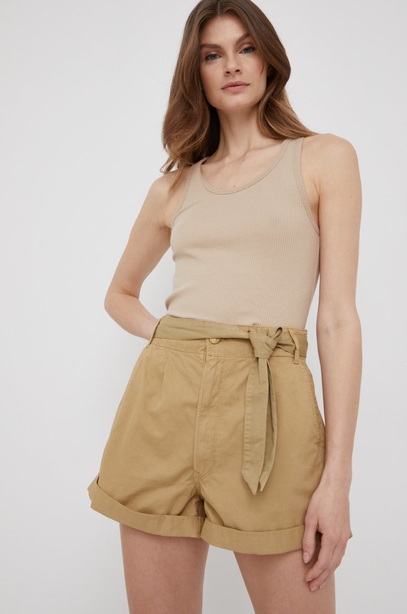 Bavlnené šortky Pepe Jeans Kaylee Short bavlna zelená PL800987.845