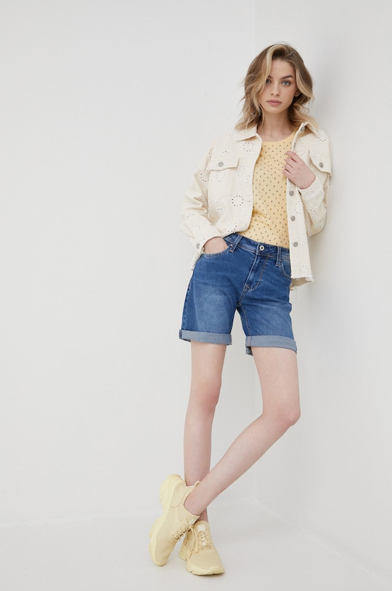 Pepe Jeans szorty jeansowe POPPY bawełna granatowy PL801000HG9.000
