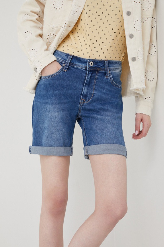 Pepe Jeans szorty jeansowe POPPY PL801000HG9.000 granatowy SS22