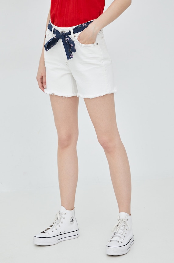 Superdry pantaloni scurti jeans jeans alb W7110290A.01C