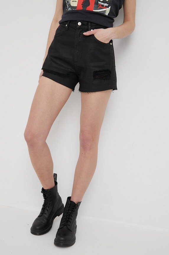 Wrangler szorty jeansowe high czarny W25JUD448