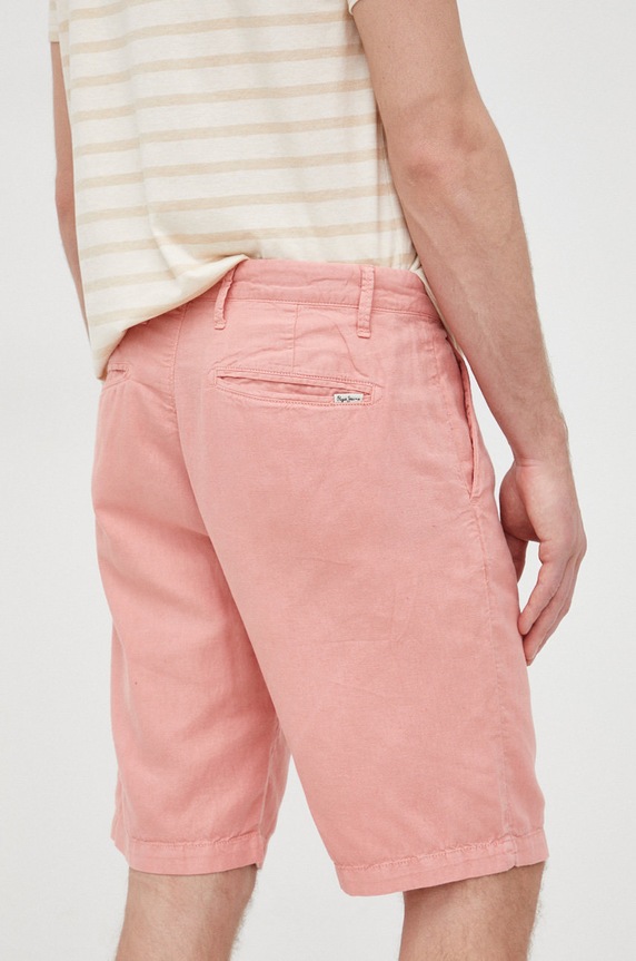 Odzież Pepe Jeans szorty z domieszką lnu ARKIN SHORT LINEN PM800913.370 różowy