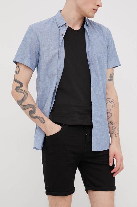 Brave Soul szorty jeansowe z elastanem czarny MSRT.SIMONBLK.BLA