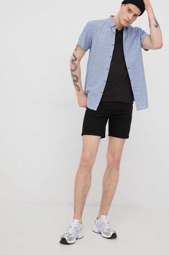 Brave Soul szorty jeansowe MSRT.SIMONBLK.BLA czarny SS22