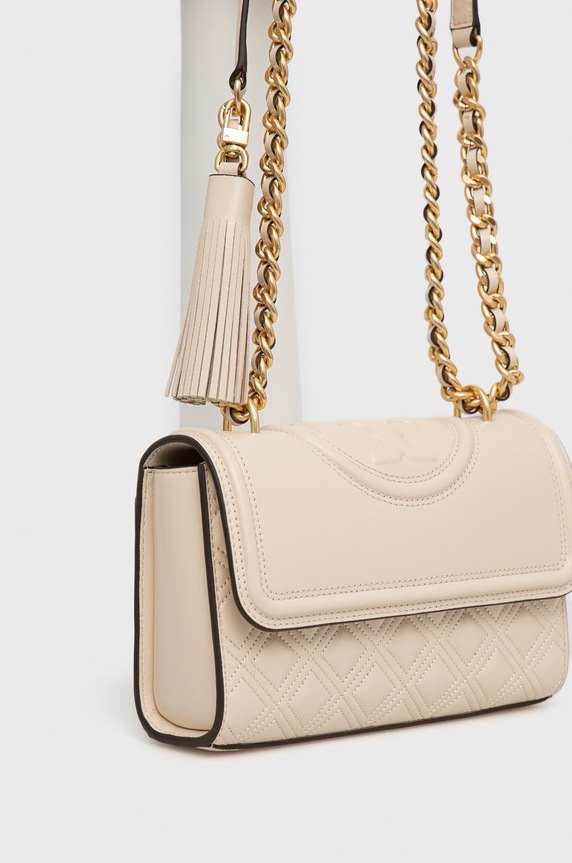 Tory Burch torebka skórzana Fleming Small 75576.122 beżowy SS22