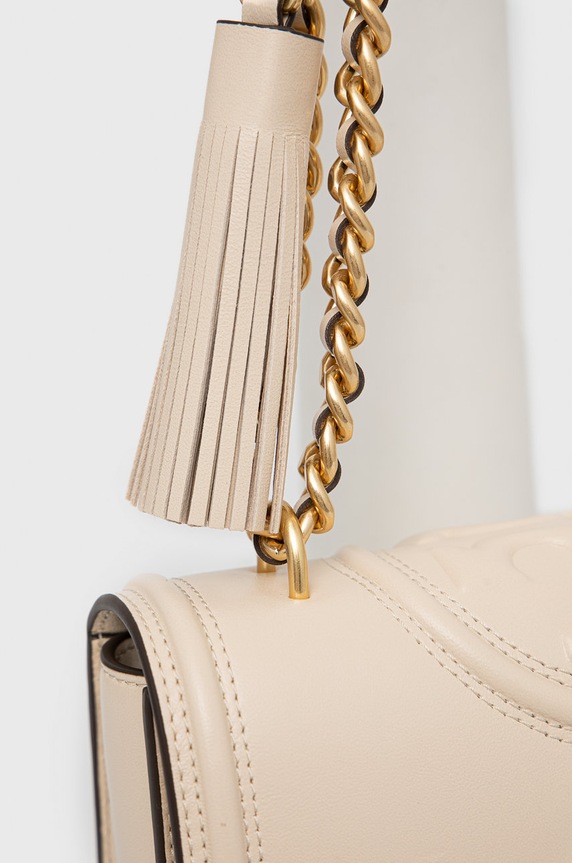 Akcesoria Tory Burch torebka skórzana Fleming Small 75576.122 beżowy