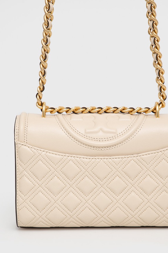 Tory Burch torebka skórzana Fleming Small beżowy 75576.122
