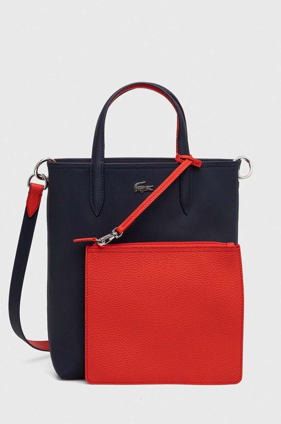 Lacoste torebka dwustronna nie mieści A4 granatowy NF2991AA