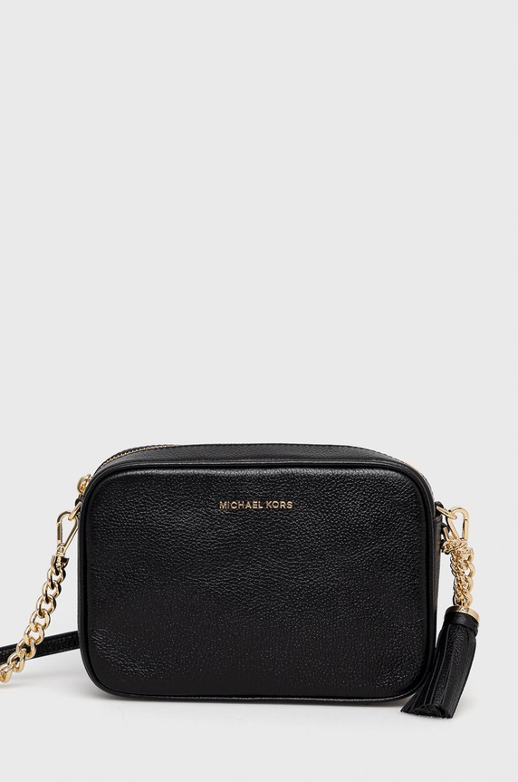 Δερμάτινη τσάντα MICHAEL Michael Kors λείο δέρμα μαύρο 32F7GGNM8L