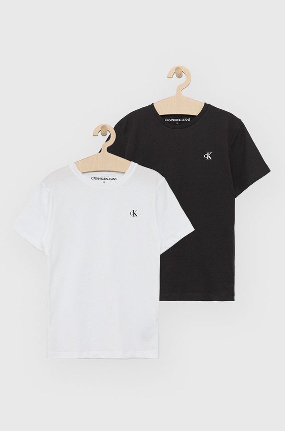 Calvin Klein Jeans gyerek pamut póló pamut fekete IB0IB01093.PPYY
