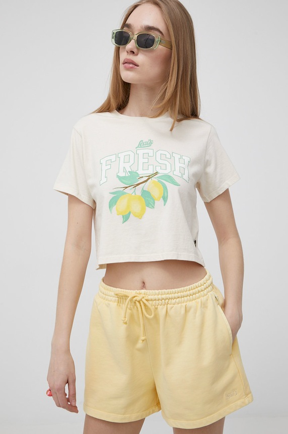 Levi's t-shirt bawełniany beżowy A0785.0035